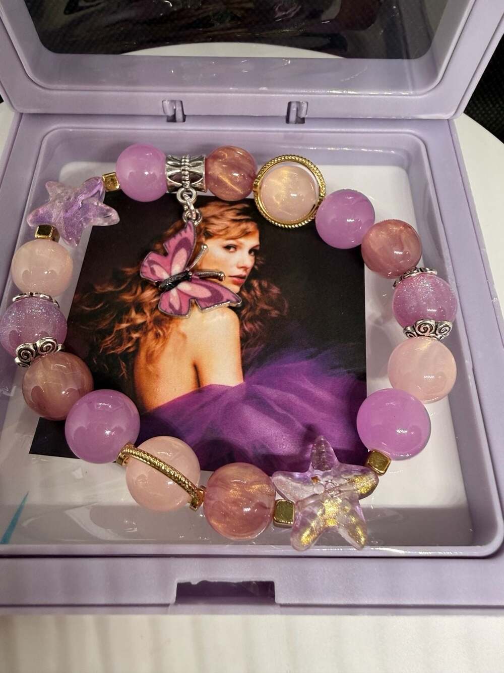 Taylor Swift Speak Now Era Inspired Beaded Bracelet with Butterfly Charm and Cry